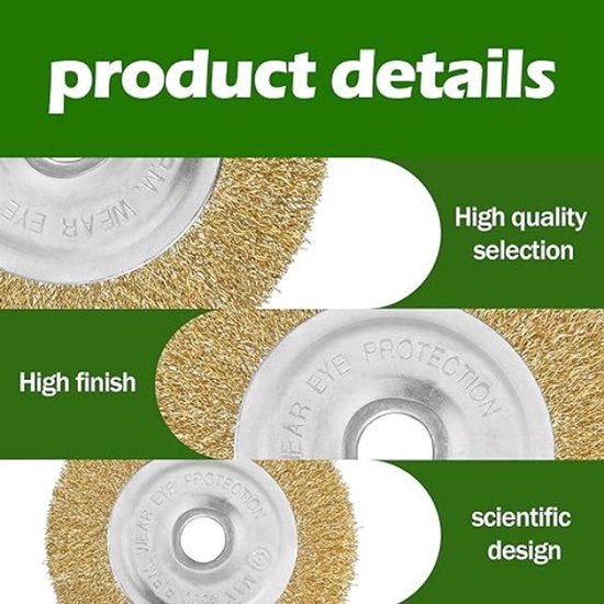 6-delige voegenborstel set, 11,5 cm diameter, koper en staaldraad voor grondige reiniging — afbeelding 2