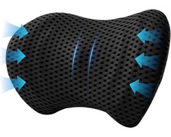 Ergonomisch rugkussen - 46×22x16 cm - Rugsteun - Orthopedisch rugkussen - Lendensteun - Rugsteun Auto - Rugondersteuning - Onderrugondersteuning - Lendenkussen - Ergonomisch - Traagschuim - Geschikt voor Bureaustoel, Auto, Bed, Bank - Zwart