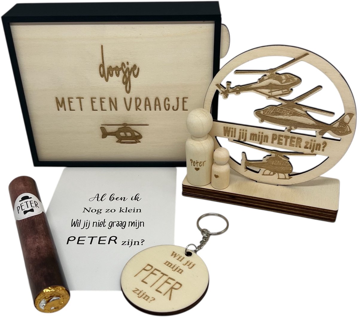 Geschenkbox wil jij mijn PETER zijn? | zwart | HELIKOPTER | liefste peter | peter vragen | meter worden | peetoom vragen | peetoom worden | cadeau | geschenkdoos | giftbox