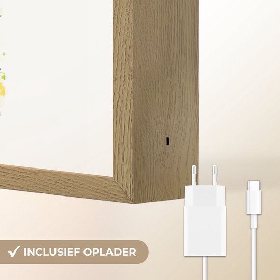 Nachtlampje 40x30 cm - Kinder lamp - Hond - Verf - Dieren - Kleurrijk - Duitse Herder - Tafellamp kinderkamer draadloos - Slaapkamer lampje - Bedlamp kinderen - Kinderlampje - Wandlamp babykamer - Nachtlampjes van OnlyWow — afbeelding 5