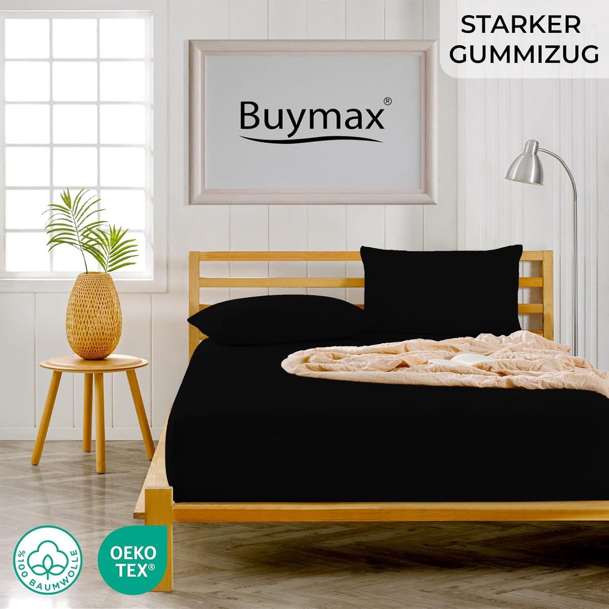 Hoeslaken 140x200 cm Jersey Katoen Antraciet – Elastisch Hoeslaken voor Matras tot 25 cm – Ademend & Kreukvrij – Oeko-Tex – Pauwhome