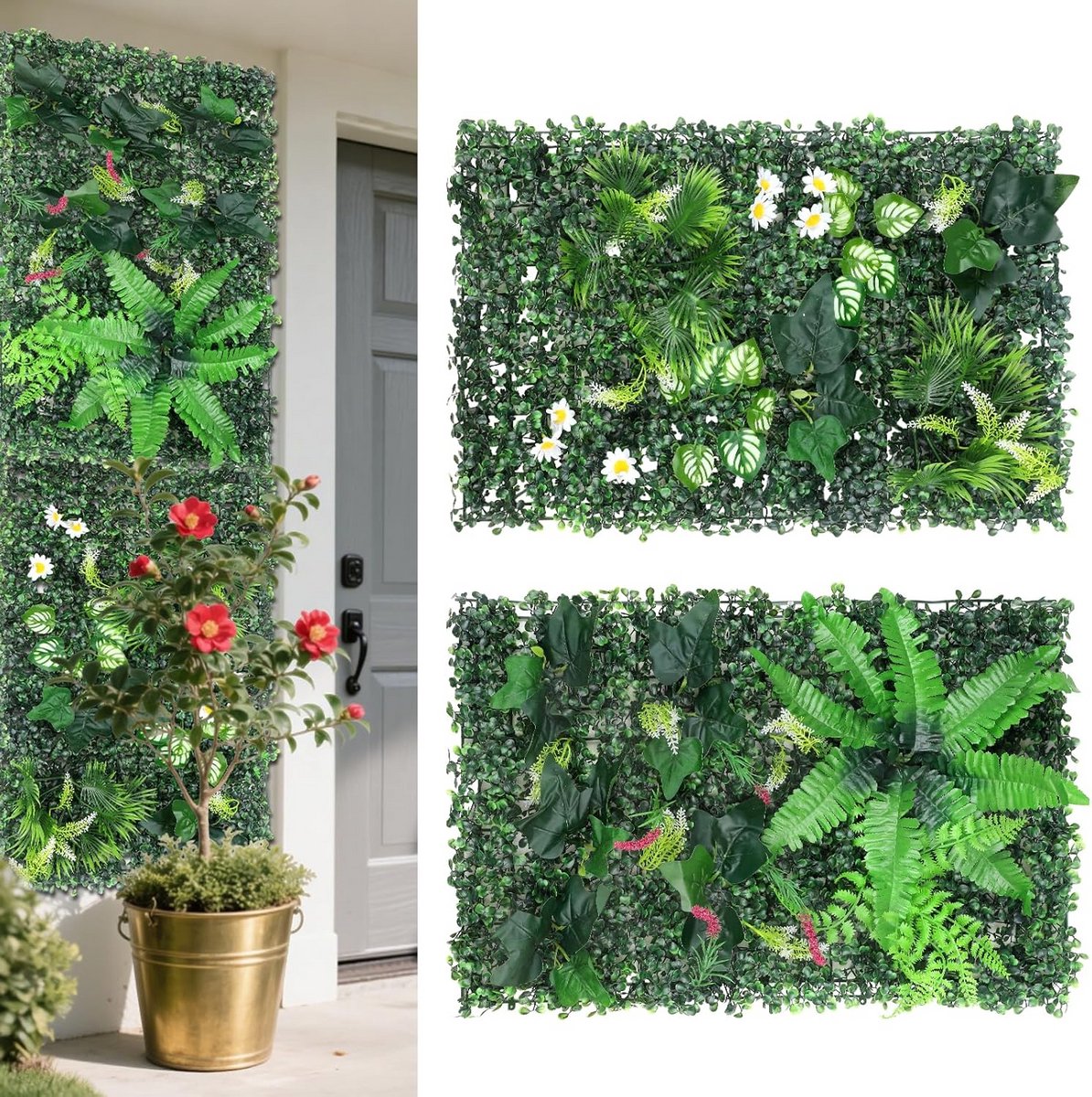 Set van 2 Kunsthaag Panelen 60x40cm – Realistische Kunstplanten Wanddecoratie Binnen & Bui