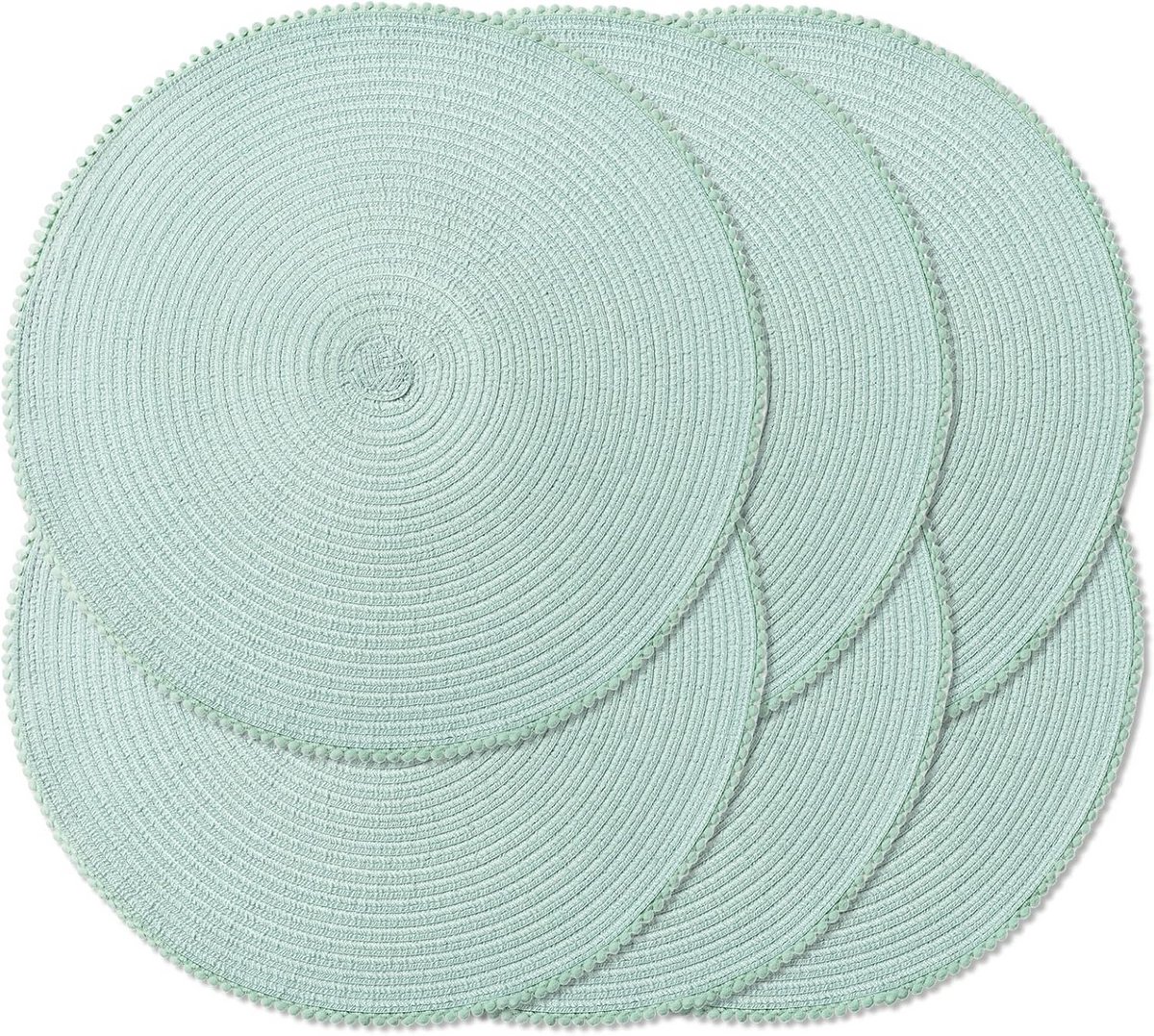 Set van 6 Ronde Gevlochten Placemats 38 cm Natuurlijk Geweven Hittebestendig