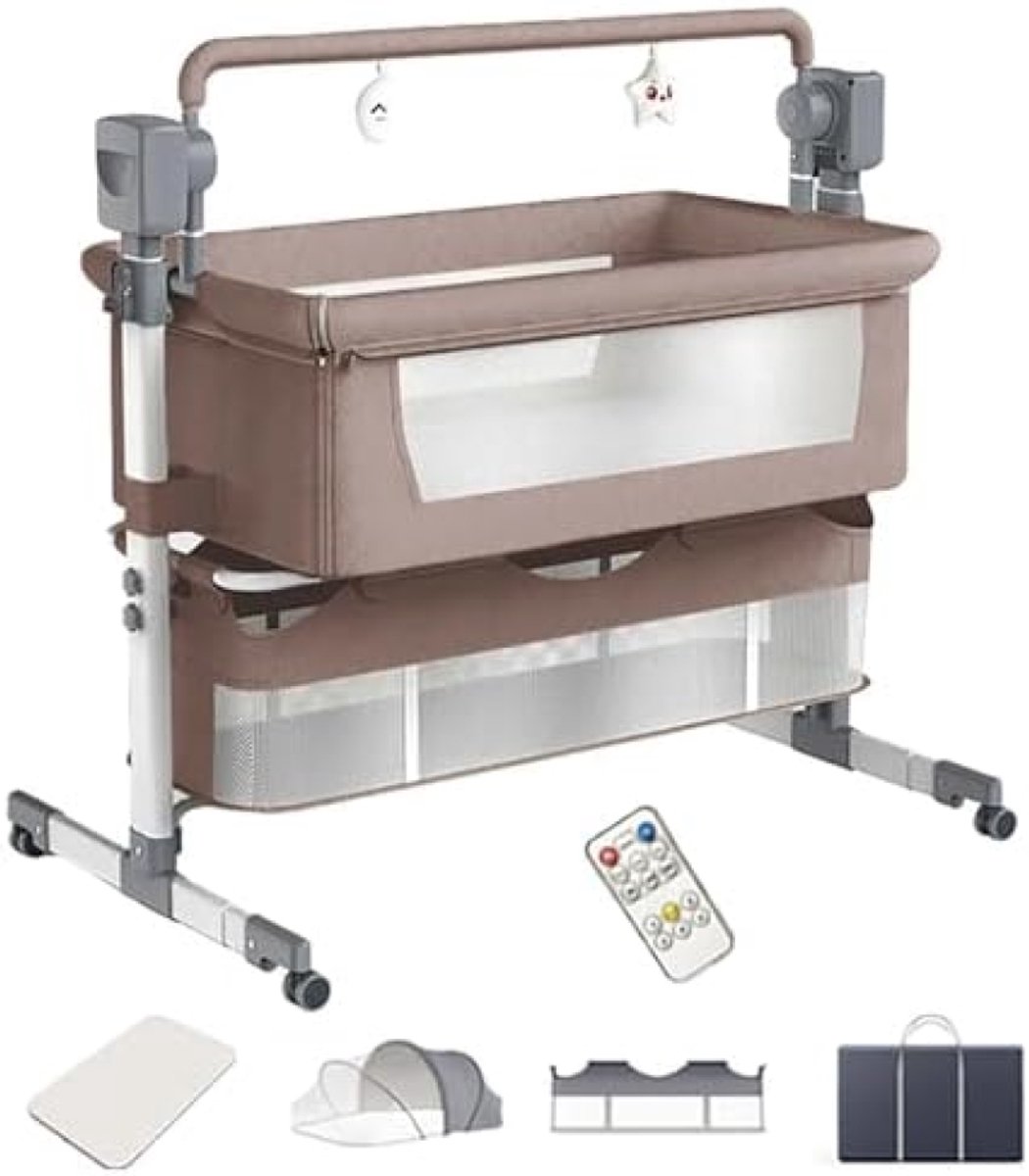 Automatische 3-in-1 Babywieg met Bluetooth Muziek en Verstelbare Hoogte - Babybed - Baby wieg - Taupe