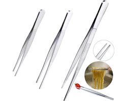 Keukenpincet - 3 Stuks - RVS - 30cm - 20cm - 16cm - Professionele Keukenpincet - Kookpincet - Robuust & Duurzaam - Perfect voor Koken, Patisserie & Gastronomie