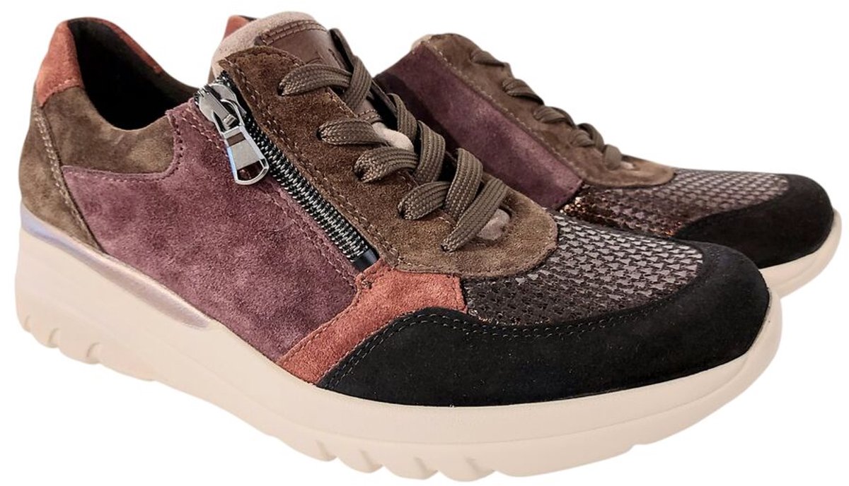 Waldlaufer Sneaker 927H02 700 336 Zwart Bruin Combi Wijdte H