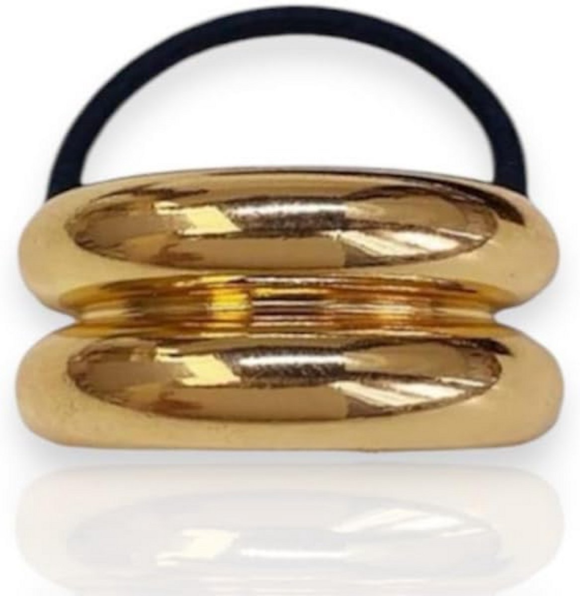 Elastisch goudkleurig haaraccessoire met metalen plaat voor dames