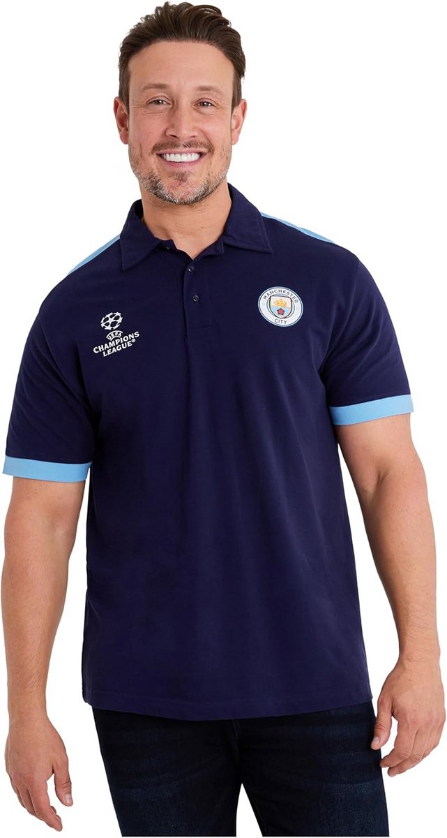 Heren Poloshirt Korte Mouwen Voetbalclub Marineblauw Maat S