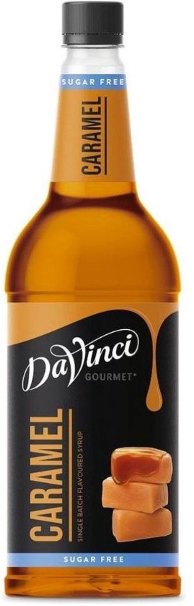 Caramel Suikervrij Siroop - Koffiesiroop 1 Liter Grote Fles DaVinci Gourmet - Horeca Kwaliteit!