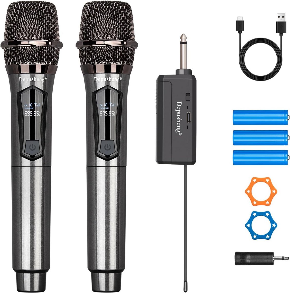 Draadloos Dubbel Microfoonsysteem met Oplaadbare Ontvanger voor Karaoke en Optredens