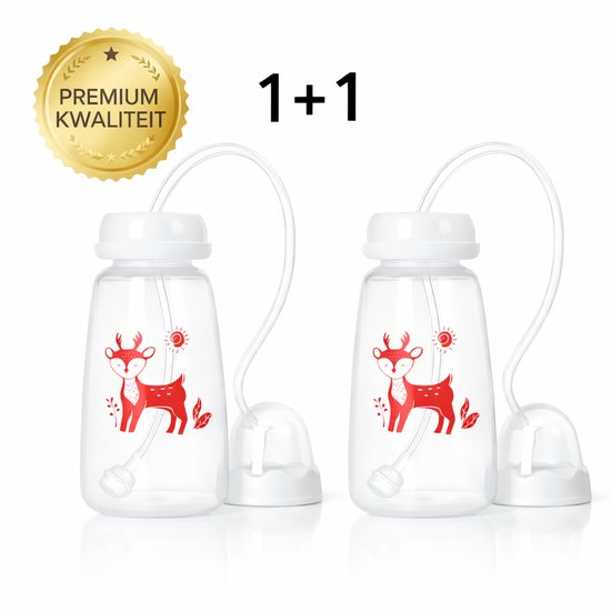 Hands Free Babyfles – 2 Stuks (1+1) – BPA-vrij – Anti-Koliek – Voor Auto & Kinderwagen – 150 ml