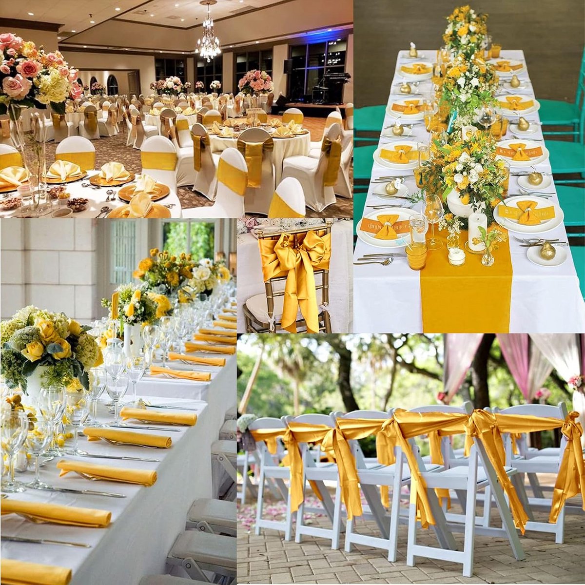 20 Stuks Luxe Gouden Satijnen Tafellopers voor Feest en Bruiloft 30x275 cm