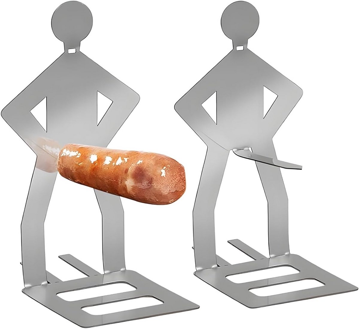 RVS Worstenrek voor Barbecue, 2 Stuks Draagbaar Grillaccessoire voor Camping en Tuin