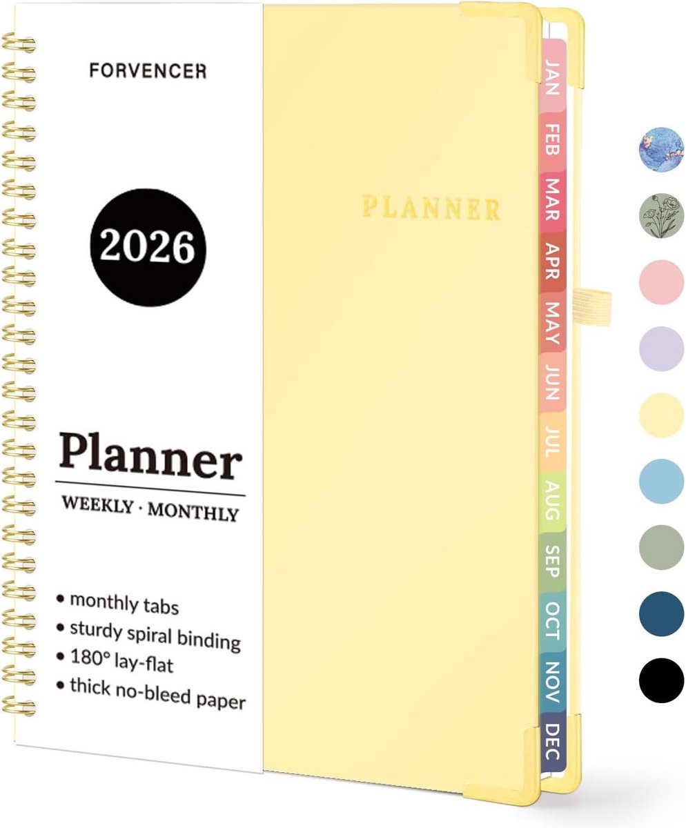 Kalenderplanner 2026 Week- en Maandoverzicht - Hardcover Agenda met Tabs en Binnenzak - Jaarplanner Jan 2026 t/m Dec 2026 (A5 formaat)