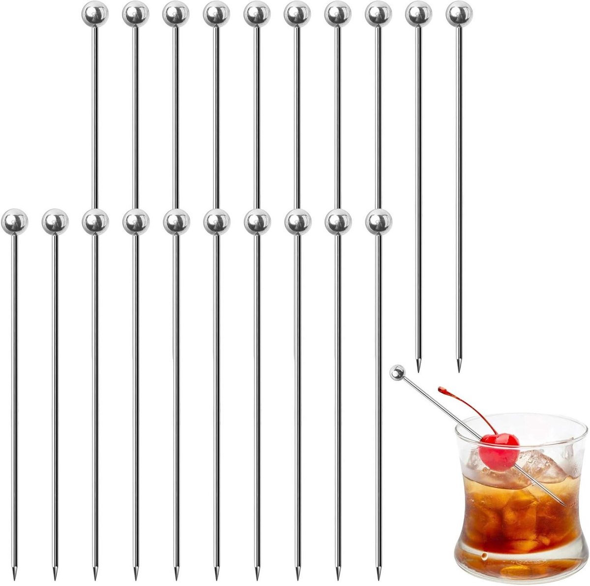 Cocktailsticks set voor cocktailparty's en barbecuesnacks (20 stuks)