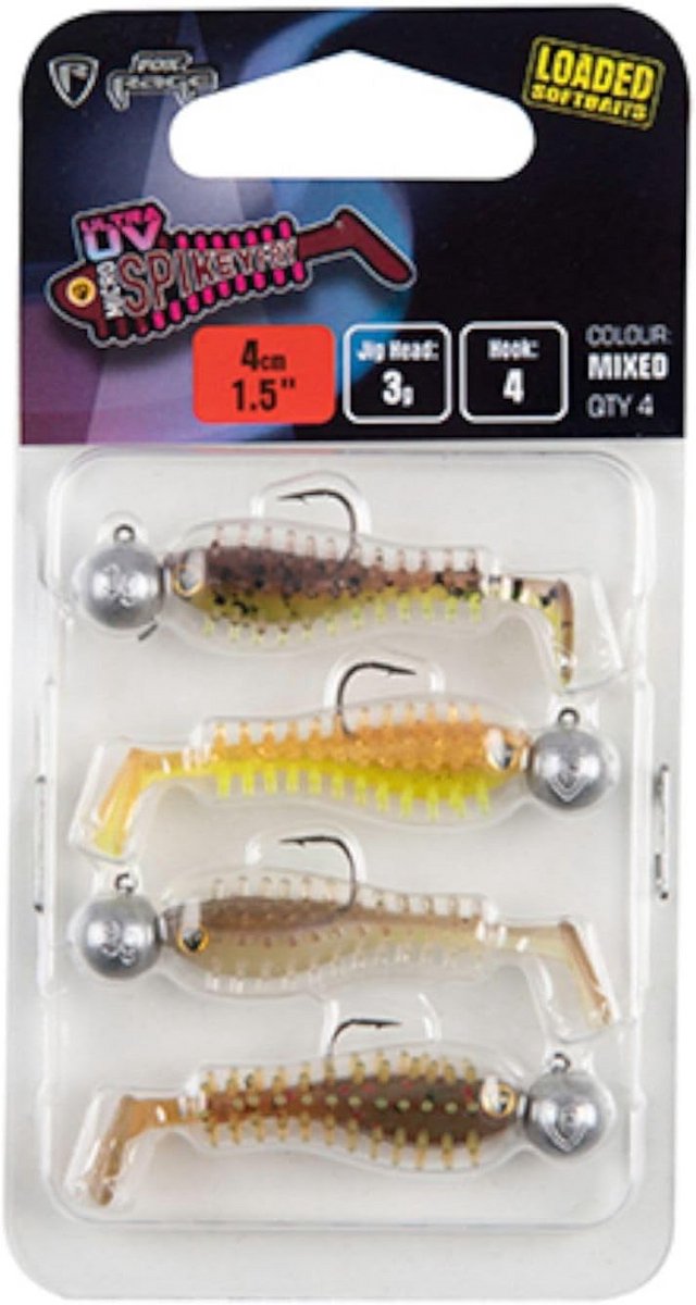 4 Stuks Rubberen Kunstvisjes Set UV Kleuren 4cm - Ideaal Kunstaas voor Baars en Snoekbaars