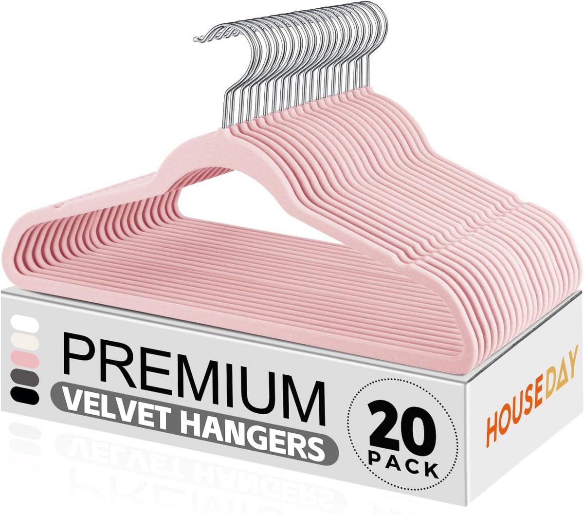 Set van 20 Dunne Fluweel Kleerhangers - Roze - Ruimtebesparend