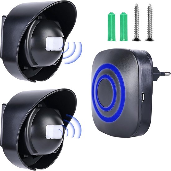 Détecteur d'allée - Incluant 2 capteurs de mouvement - sonnette sans fil - Avertisseur d'entrée - Détecteur de passage - Détecteur d'accès - Avertisseur d'accès résistant aux intempéries