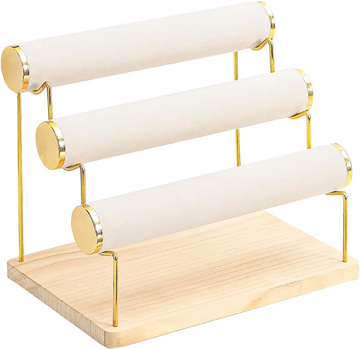 3 Laags Armbanden Display Stand met Houten Basis - Sieraden Organizer voor Kettingen en Horloges