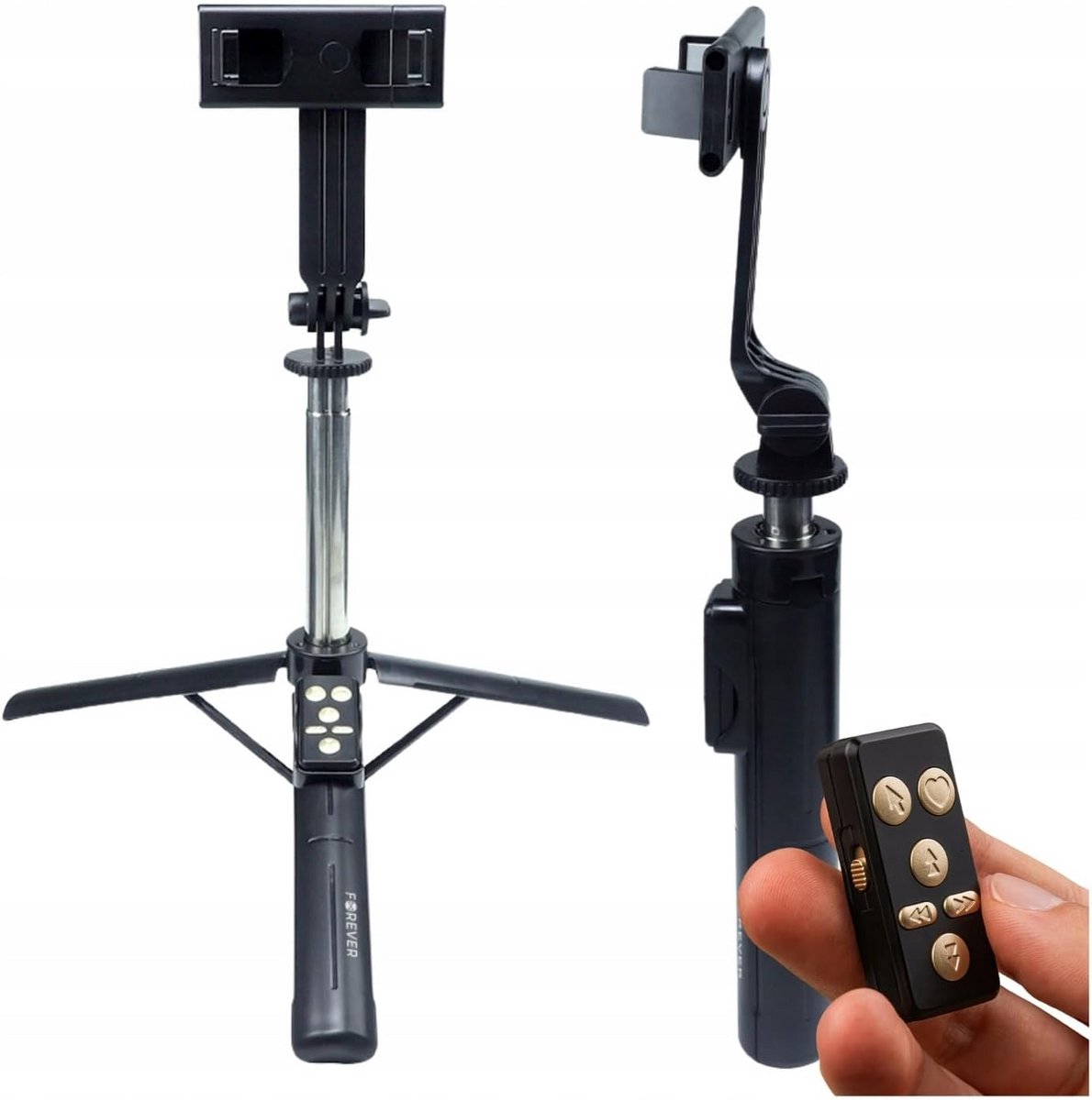 Verstelbare Telefoonstatief en Selfiestick in Één - Tot 100 cm - 360 Graden Rotatie