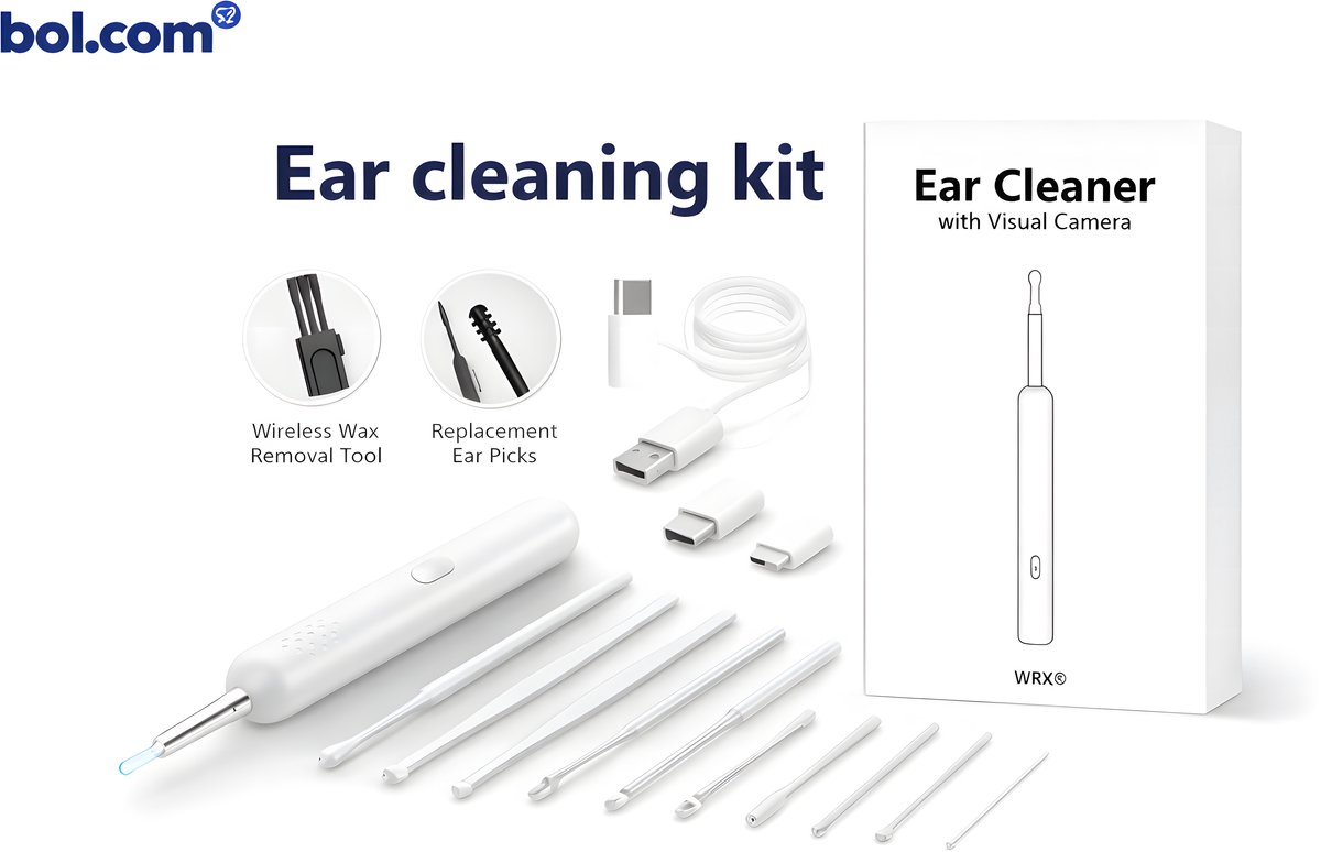 Kahil - Smart Ear Wax Removal Tool Camera Visual Ear Cleaner Led - Wit