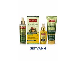 Bioblas BotanicOils Argan Haarverzorgingsset – Shampoo 360 ml + Conditioner 200 ml + Argan Olie 100 ml + Argan Creme 250ML Voordeelset (Set van 4)