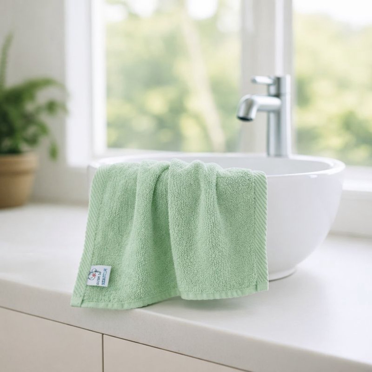 Nile Textile Luxe Gastendoekje - 30x30 - Licht Groen - 600GSM - Egyptisch Katoen