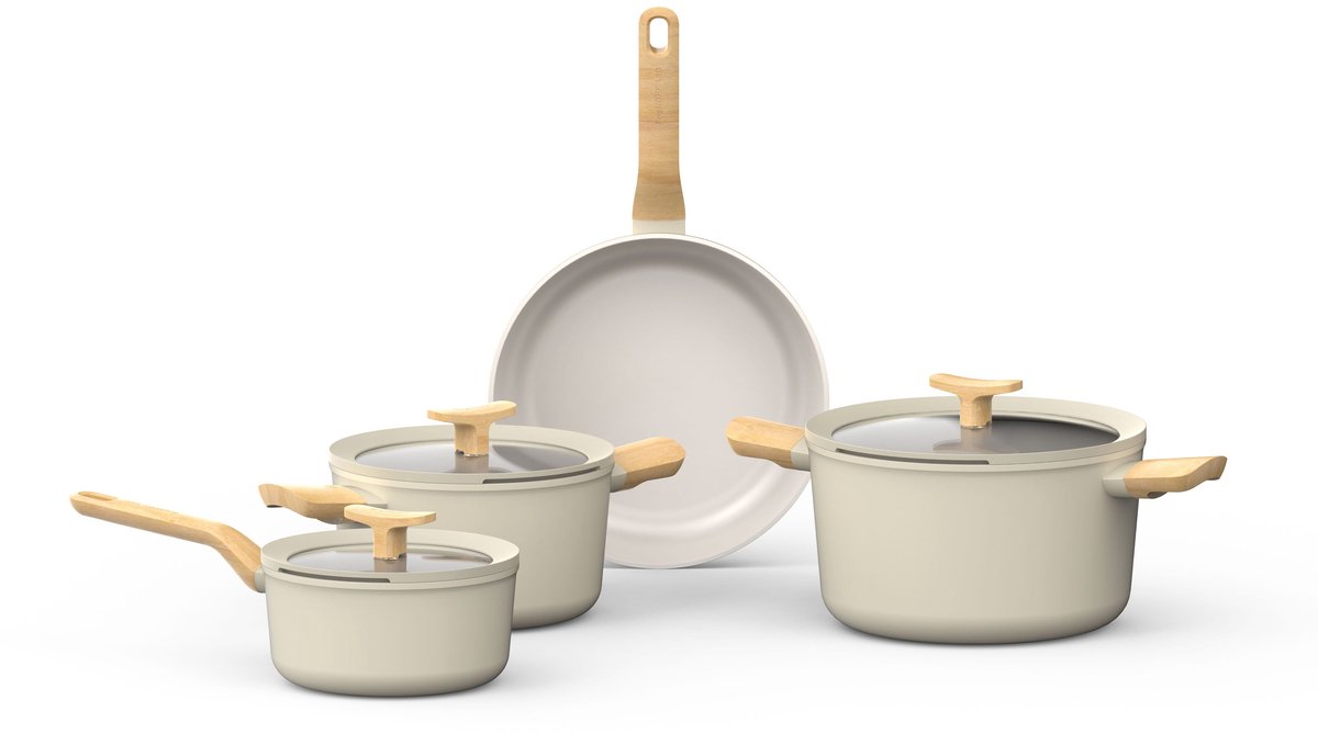 LEO 7-delige kookpottenset Balance Cream - Beige - PFAS-vrij