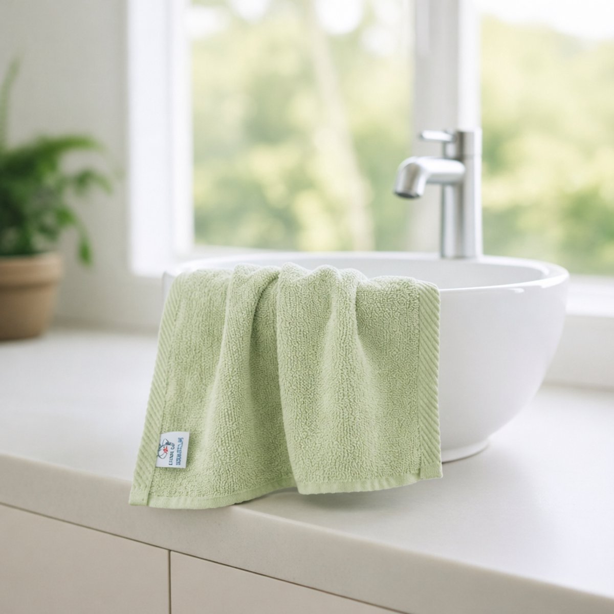 Nile Textile Luxe Gastendoekje - 30x30 - Pistache - 600GSM - Egyptisch Katoen
