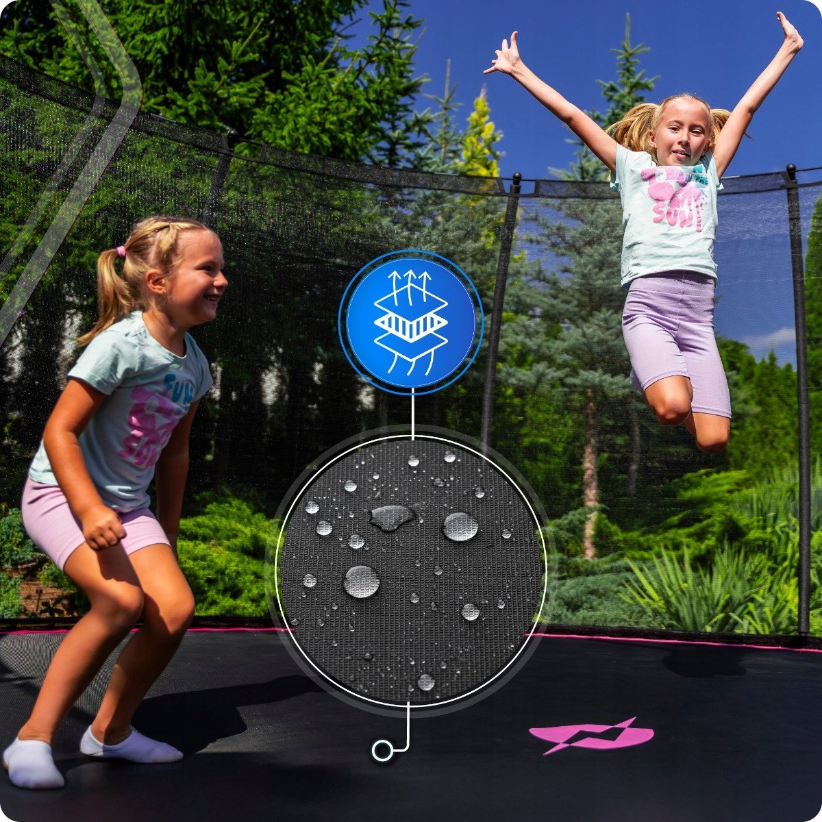 Thunder Trampoline 427 cm – Ronde Tuintrampoline – Max. 150 kg – Met Ladder – Roze — afbeelding 9