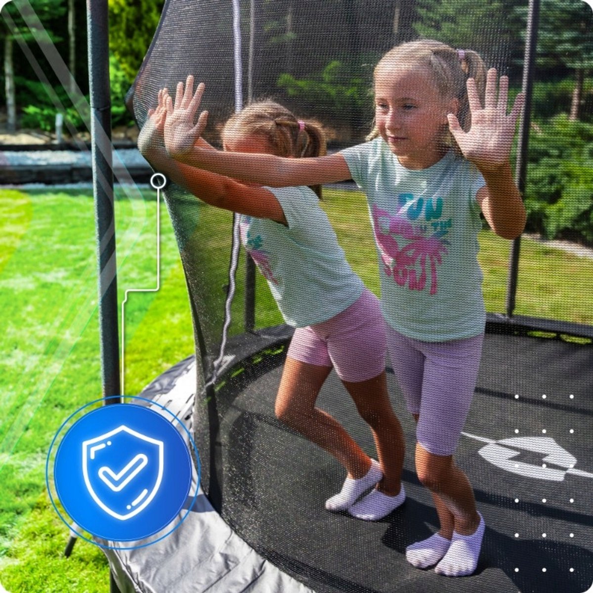 Thunder Trampoline 183 cm – Ronde Tuintrampoline – Max. 150 kg – Met Ladder – Zwart — afbeelding 12
