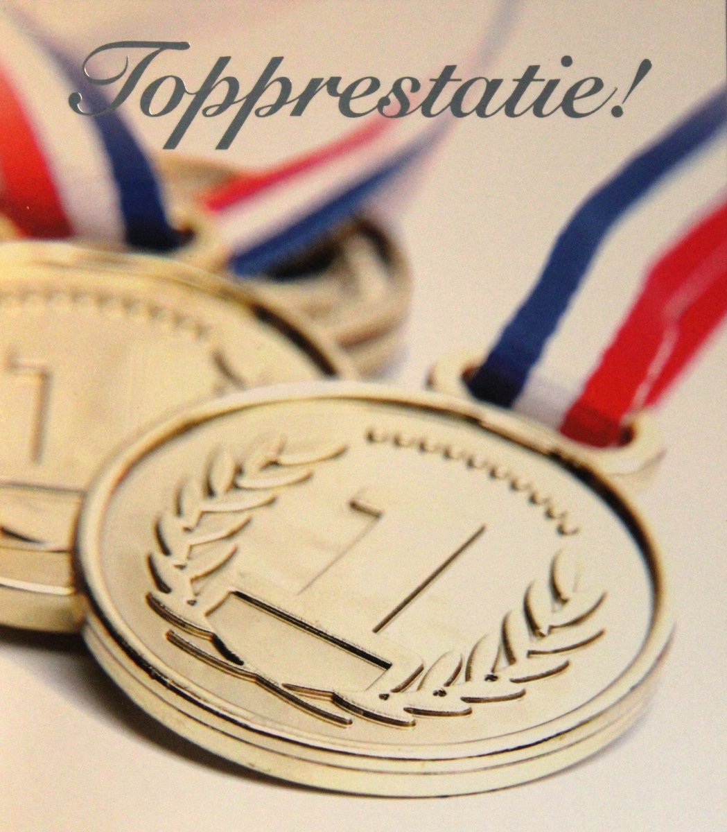 6 Luxe Geslaagd Wenskaarten - Kaart Wens Kaart Examen Geslaagd School Studie Opleiding - Gefeliciteerd Diploma - Top Prestatie Medaille - 13.5x12cm - Rood Wit Blauwe Envelop - Art of Cards - Gratis Verzonden - Hoge Afnamekortingen