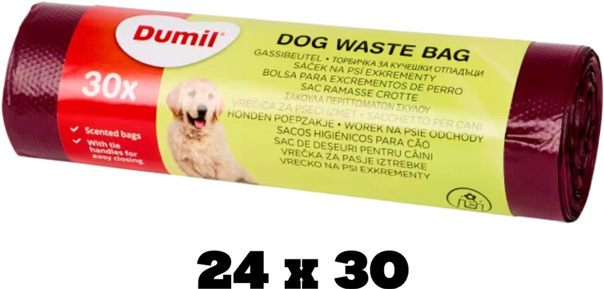 Dumil hondenpoepzakjes - poepzakjes - Uitlaatzakjes - handvatten - lussen - 24 x 30 stuks - 720 stuks