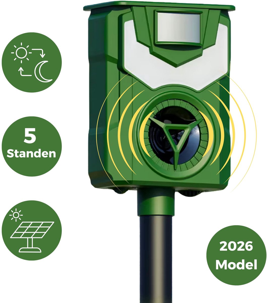 Nextora Kattenverjager - Marterverjager - Muizenverjager - Katten Verjager voor de Tuin - Kattenschrik - Kattenverjager op Zonne-energie - Ultrasone Verjagers - Vogelverjager - Groen