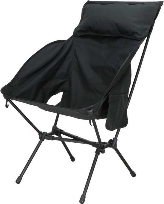 Travellife Finn Campingstoel Relax Lichtgewicht Zwart - Compact opvouwbaar - Comfortabel hoofdkussen - Inclusief draagtas — afbeelding 2