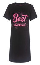 Temptation Dames Nachthemd - Big Shirt - Korte Mouw - Zwart - Maat 3XL
