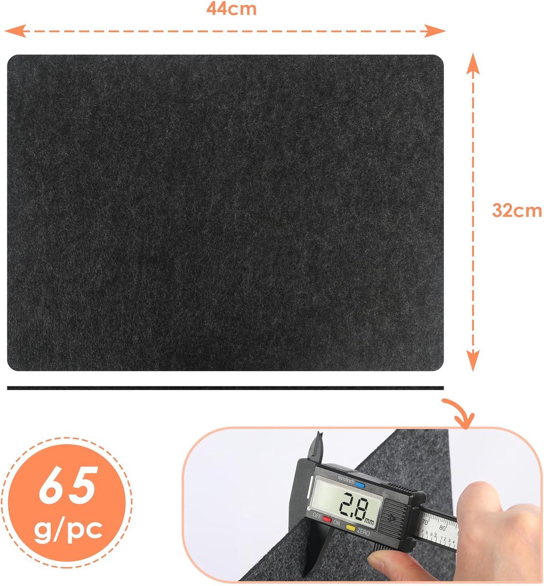 8 stuks Vilten Placemats 44x32 cm Dikke Tafelonderleggers Grijs Afwasbaar — cadeau in Wonen & Interieur - foto 6