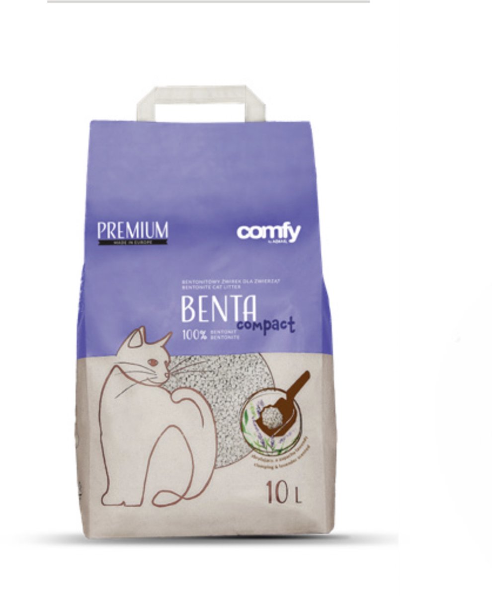 Comfy Kattenbakvulling Benta Compact Lavender 10L | klontvormende bentoniet kattenbakvulling met lavendelgeur
