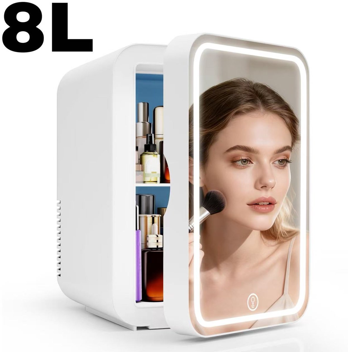 Puluomis Mini koelkast - 8L - Skincare Fridge - LED-verlichting - Make-up Koelkast - DC 12/24V & AC 220-240V - Koelen & Verwarmen - Wit
