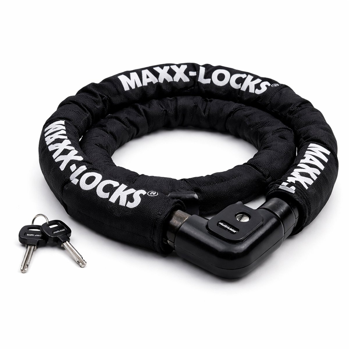 Maxx-Locks Bulls Kettingslot - Solid Pantserslot uit Gehard Staal - Gebruik Slot Lock Motor Scooter Fiets Motorslot Scooterslot - Alternatief voor Ketting Ringslot Cijferslot Kabelslot Beugelslot - Lengte 100CM Dikte 8MM - Zwart