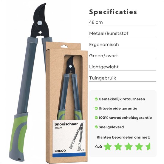 Cheqo® Snoeischaar - Tuinsnoeischaar - Takkenschaar - Tuinschaar - Snoeischaar Tuin - Snoeischaar Takken - Snoeischaar Struiken - Snoeischaar Heg - Snoeischaar Groen — afbeelding 4