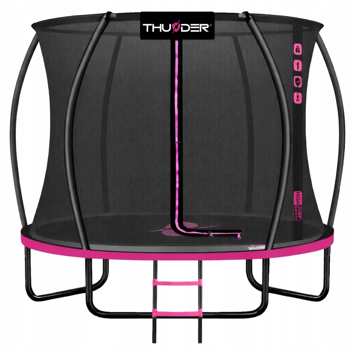 Thunder Trampoline 305 cm – Ronde Tuintrampoline – Max. 150 kg – Met Ladder – Roze