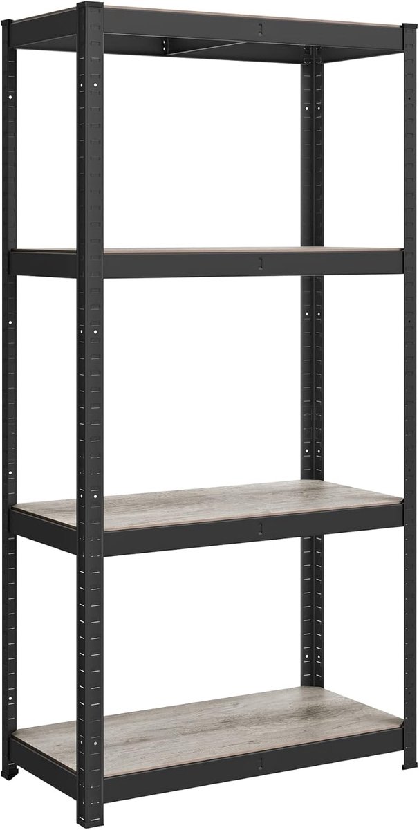 SONGMICS Staande boekenkast, opbergrek, 4 planken, verstelbaar, 40 x 80 x 160 cm, belastbaar tot 520 kg, voor keuken, woonkamer, greige-zwart GLR044B21