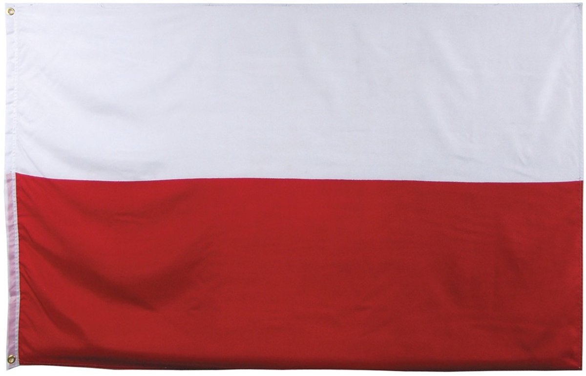 Vlag Polen - Polyester - 90 x 150 Centimeter - Verstevigingsband - Metalen Ringen