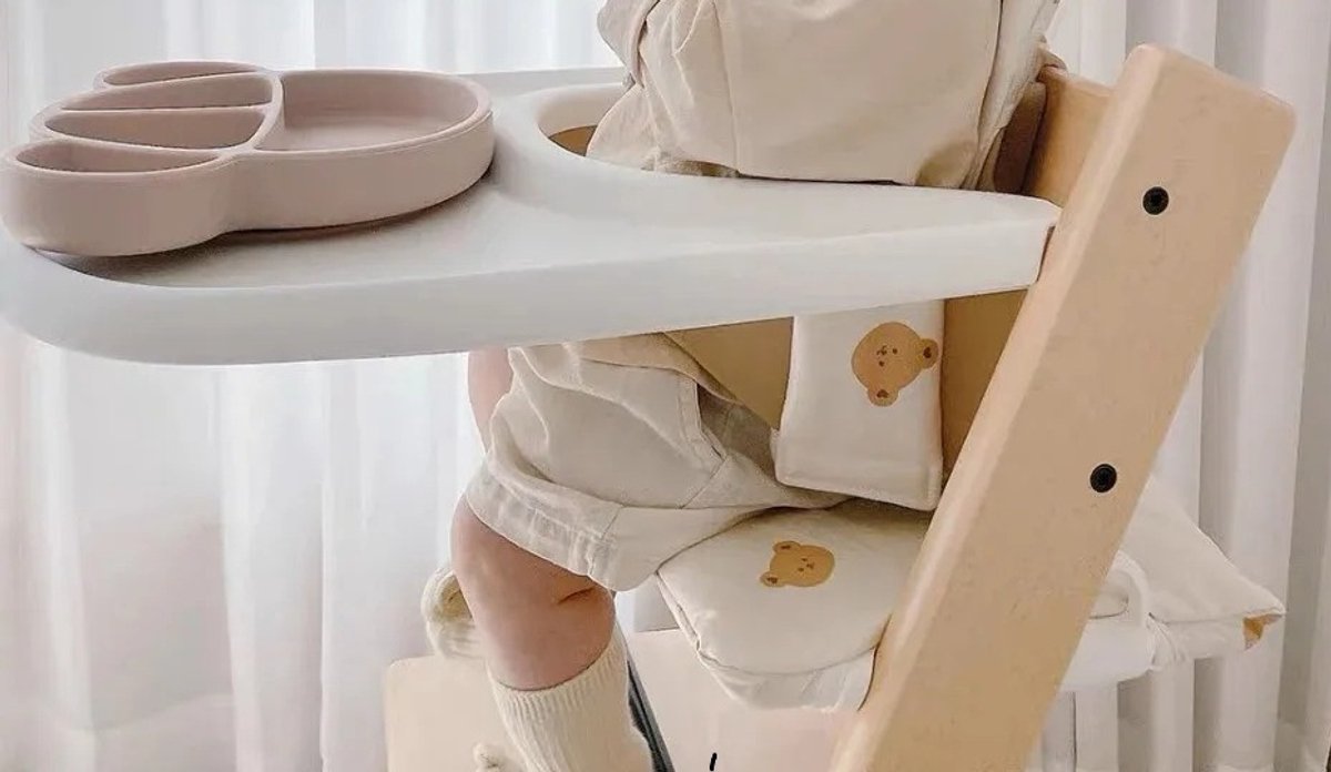 HHHK - Stokke Tripp Trapp kussenset - zitkussen en rugkussen - Wit met beertjes - Stoelverkleiner - Babyset kussen – foto 3