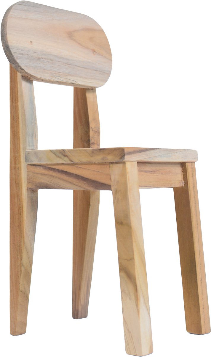 Teakhouten decoratief stoeltje "Hamilton" - naturel - voor plant en decoratie - 23x21xH42cm cm