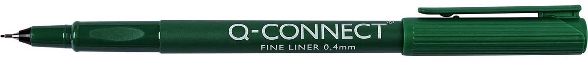 Q-CONNECT fineliner, 0,4 mm, Doos van 10 stuks, groen
