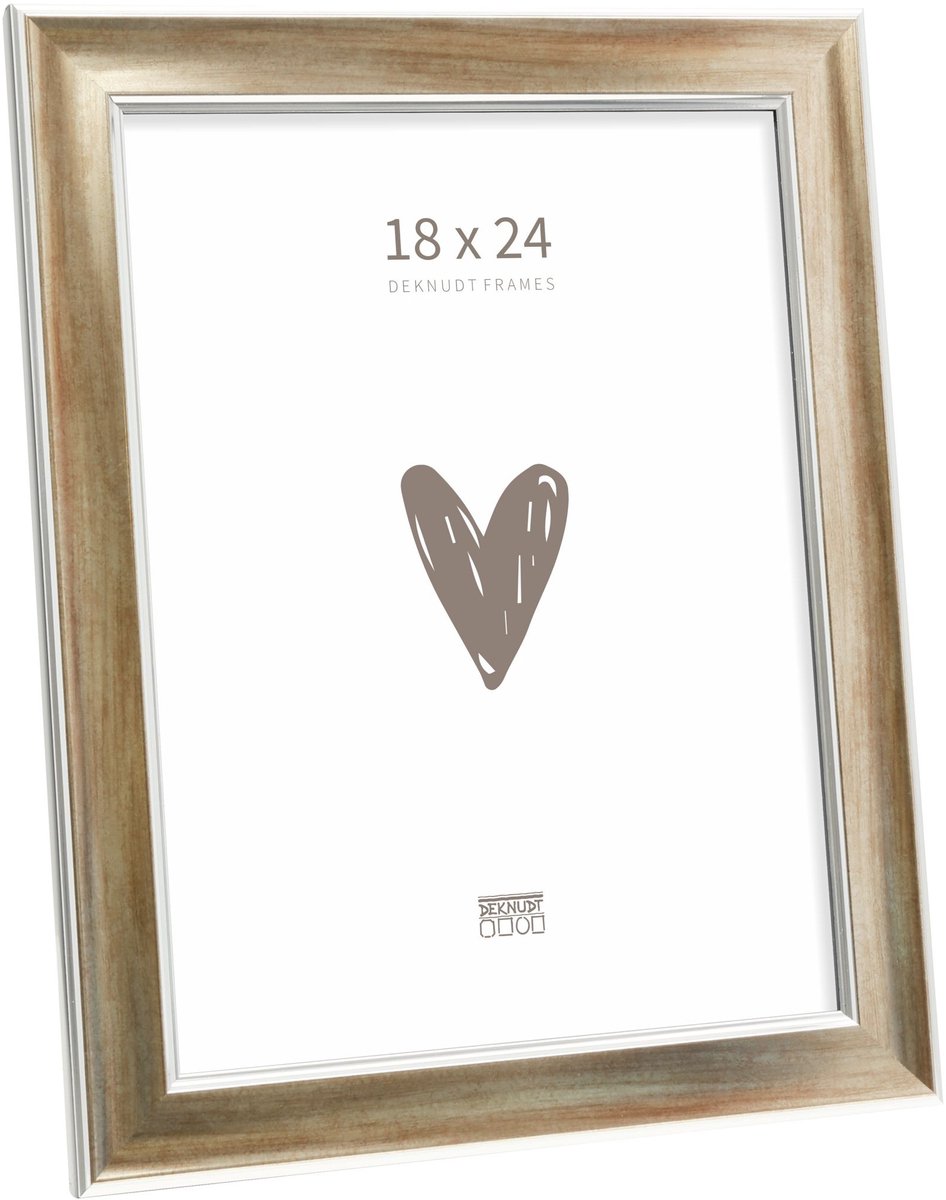 Deknudt Frames fotolijst S244D3 - brons met zilverbiesje - 18x24 cm