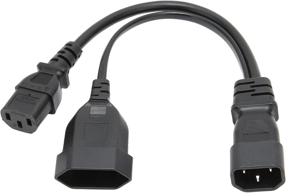 C14 naar C13 en EU Y-Splitter Voedingskabel 10A 250V