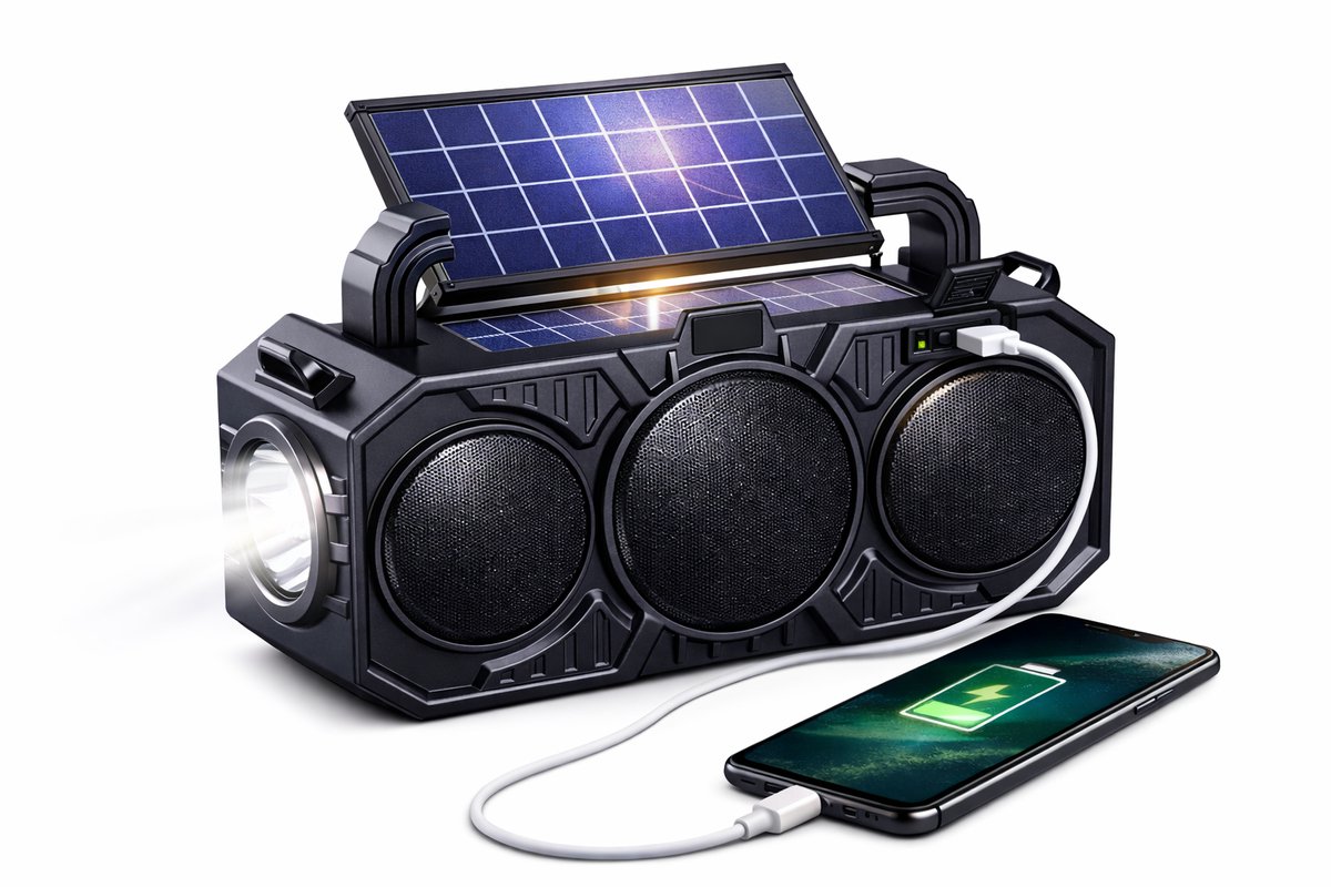 Gabrys® Noodradio met Dubbele LED Zaklamp - FM/AM Radio - Bluetooth 5.3 - USB & TF MP3-Speler - Ingebouwde luidspreker - Zonne-energie Oplaadbaar - Draagbaar voor Outdoor en Noodsituaties - muziekspeler Audiosysteem - inclusief 1 jaar garantie